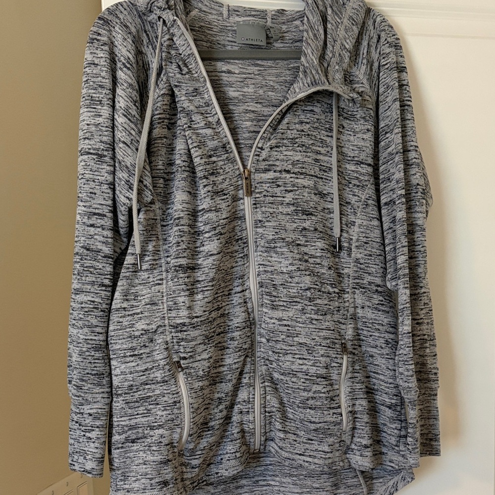Athleta Heathered Gray Zip-Up Hoodie
